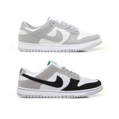 Kit 2 Pares Dunk Low Branco Cinza E Preto Cinza Camurça